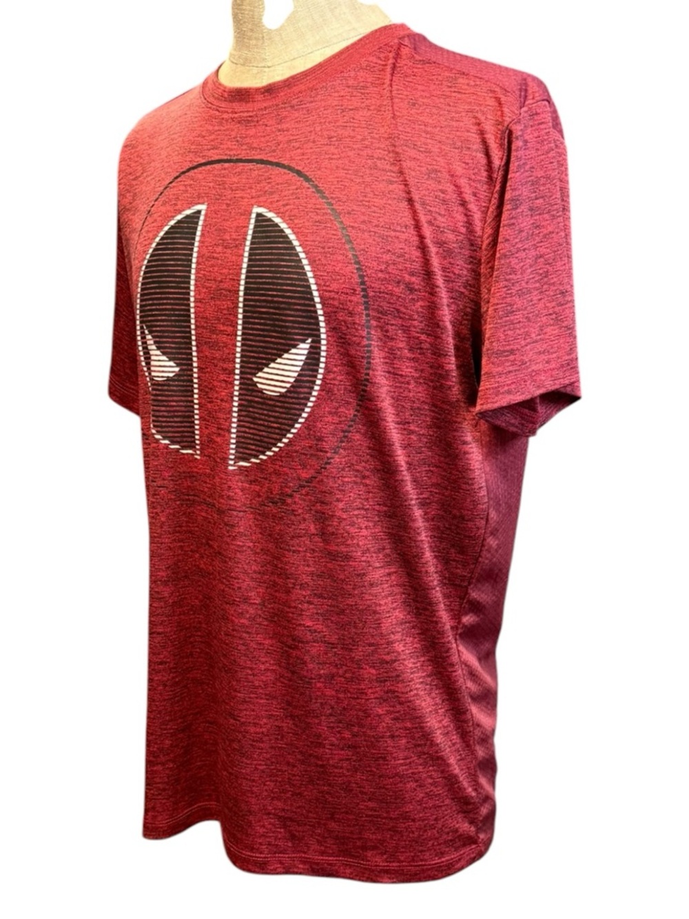 Marvel Deadpool T Shirt Mens Large Red Graphic Logo Athletic Tee